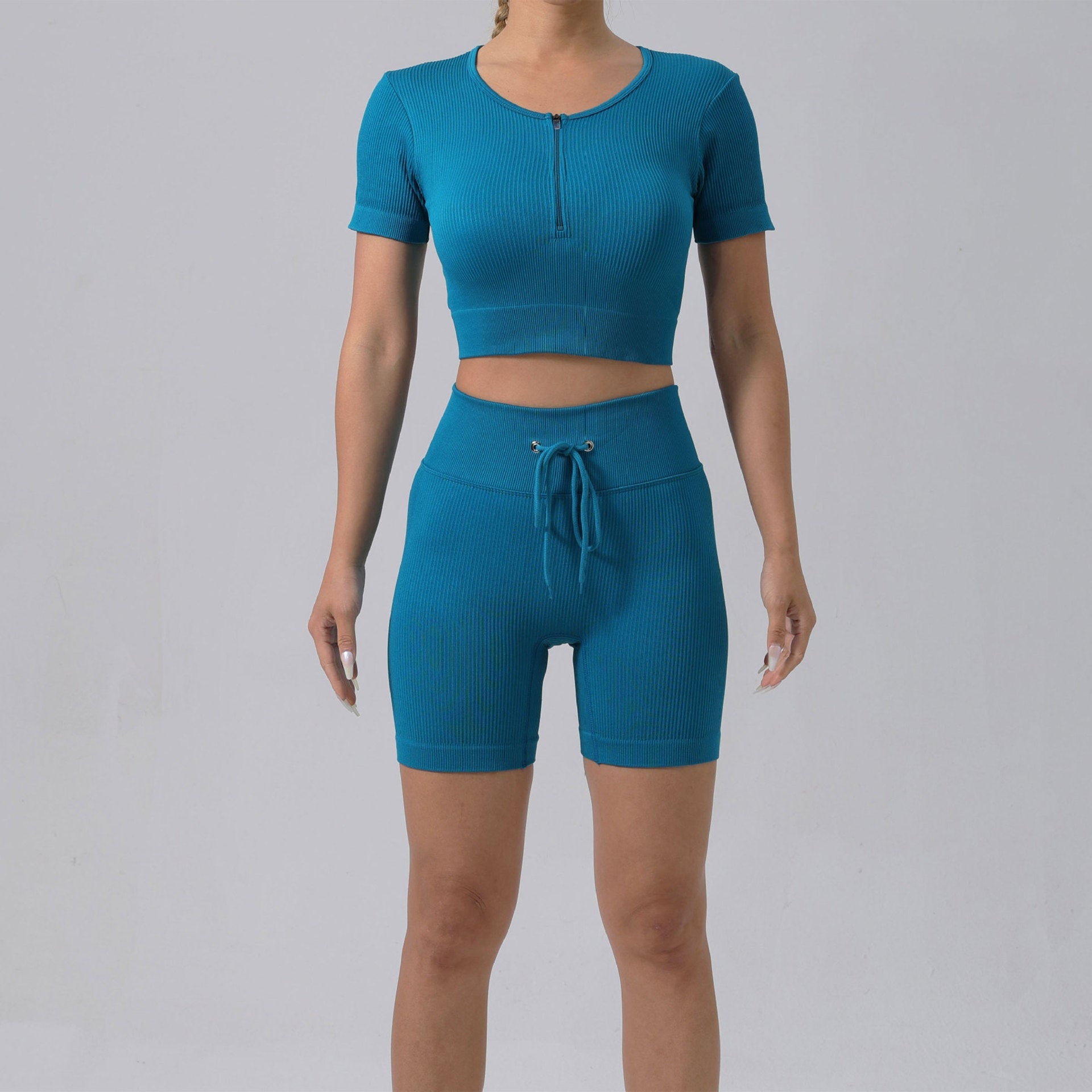 Running Training Padded Bra Quick-Drying Ribbed Womens Yoga Outfit Set