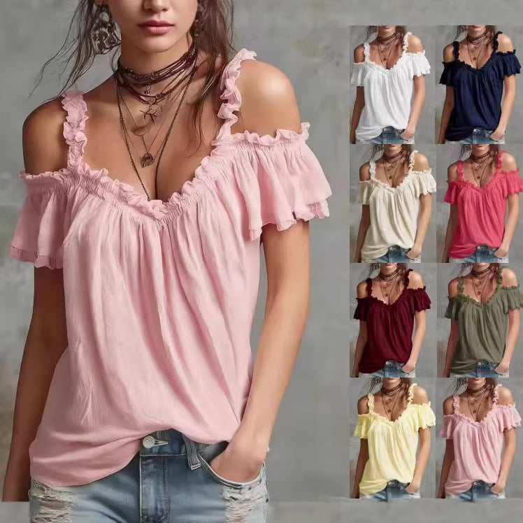 Cotton-linen Lotus-leaf Collar Casual Camisole