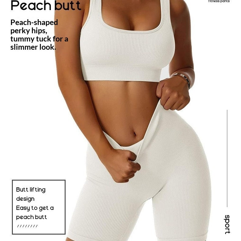 Seamless Knitted Sports Short-Sleeve Shorts Yoga Wear Yoga Set For Women