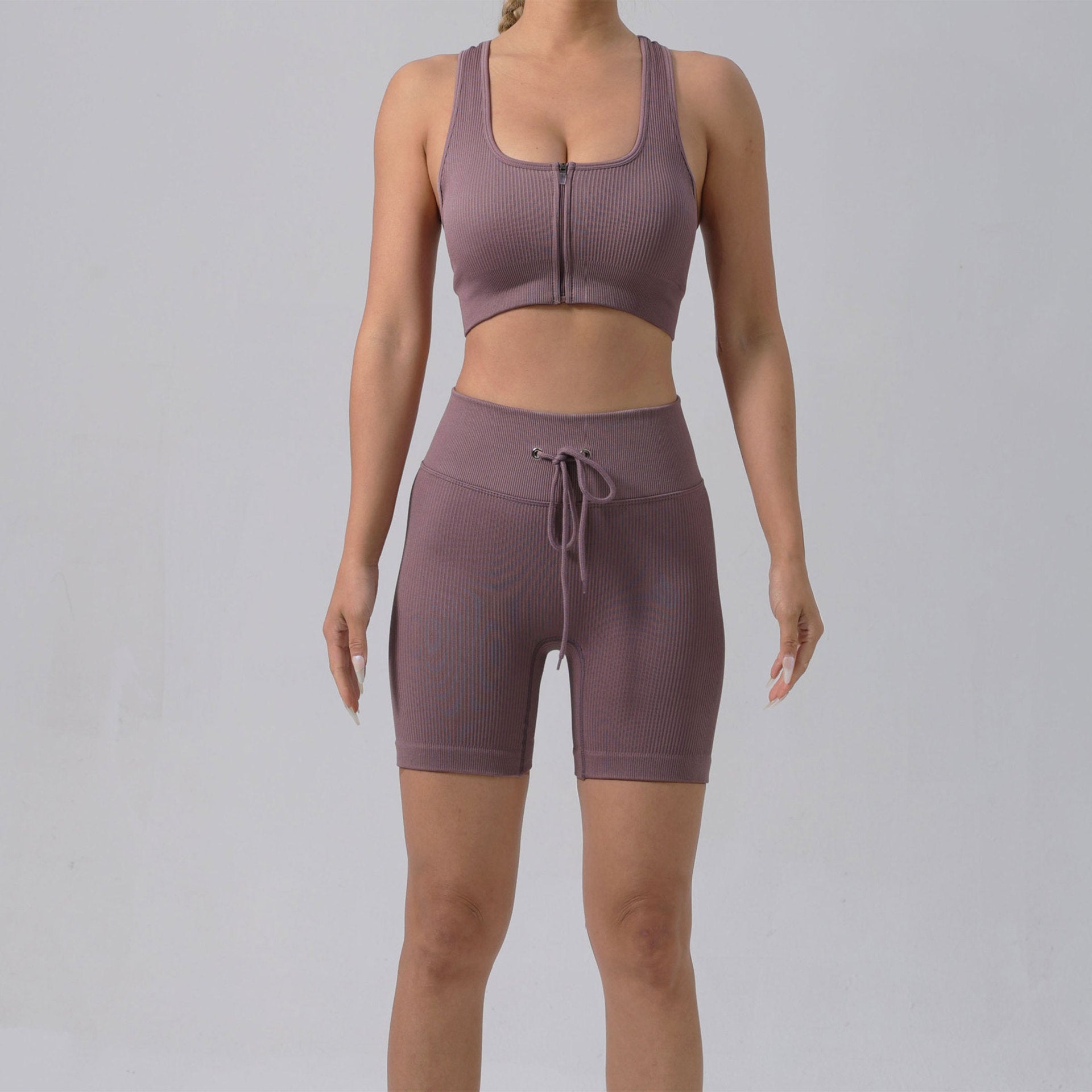 Running Training Padded Bra Quick-Drying Ribbed Womens Yoga Outfit Set