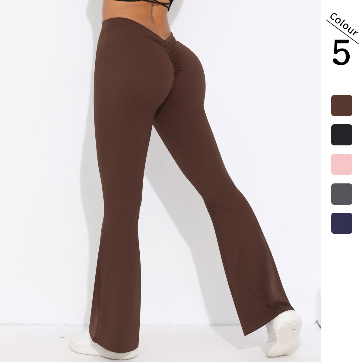 Solid Color Sanding V Waist High Waist Hip Lift Loose Casual Wide-leg Pants