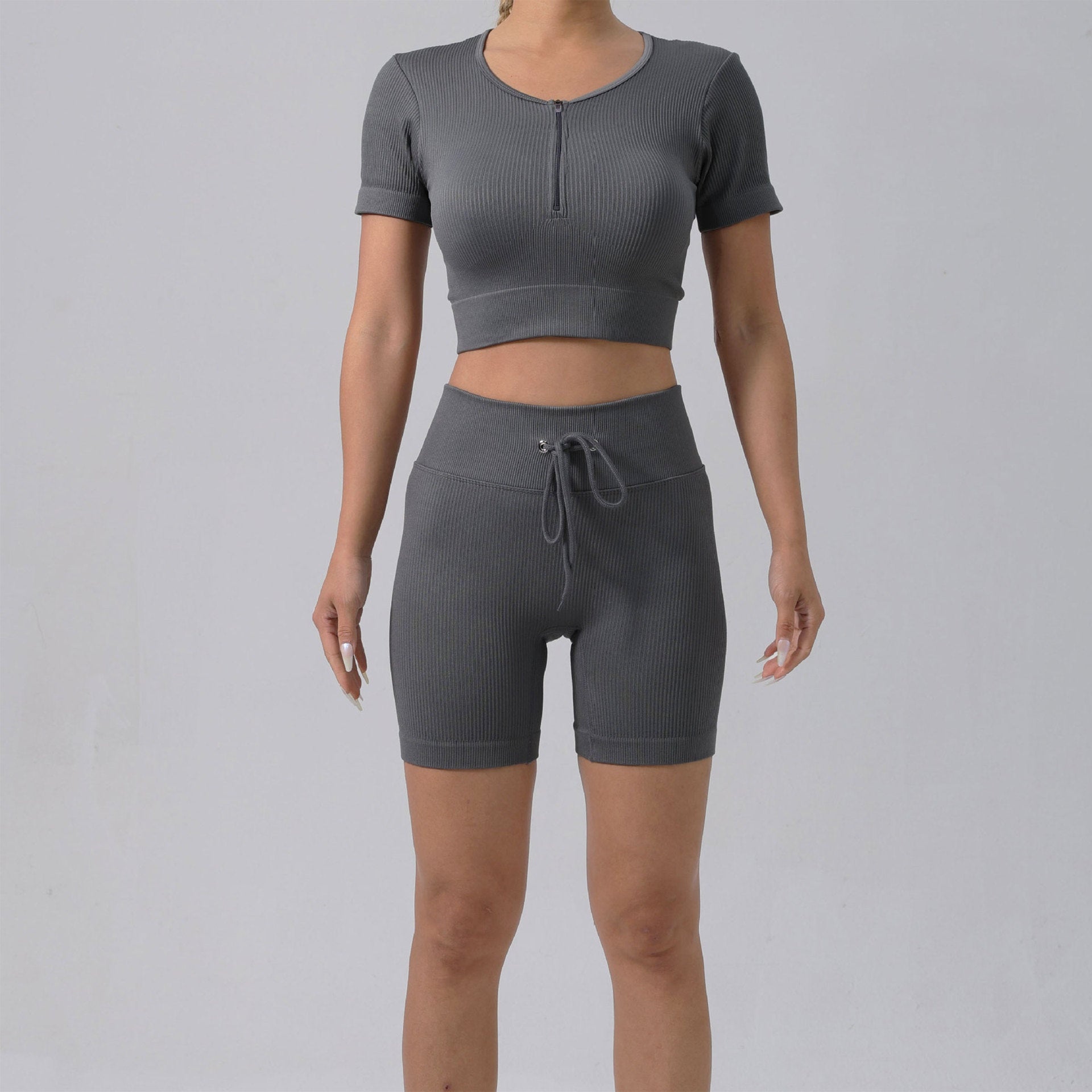 Running Training Padded Bra Quick-Drying Ribbed Womens Yoga Outfit Set