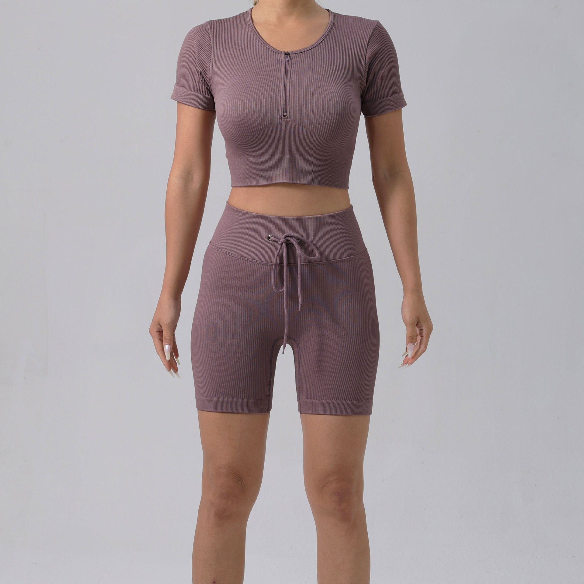Running Training Padded Bra Quick-Drying Ribbed Womens Yoga Outfit Set