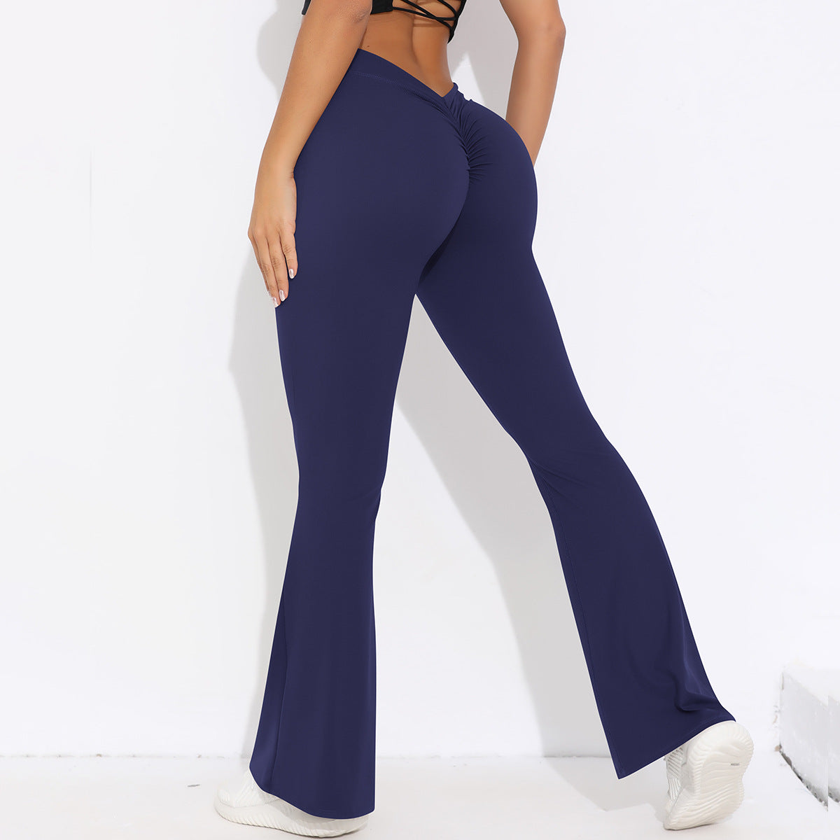 Solid Color Sanding V Waist High Waist Hip Lift Loose Casual Wide-leg Pants