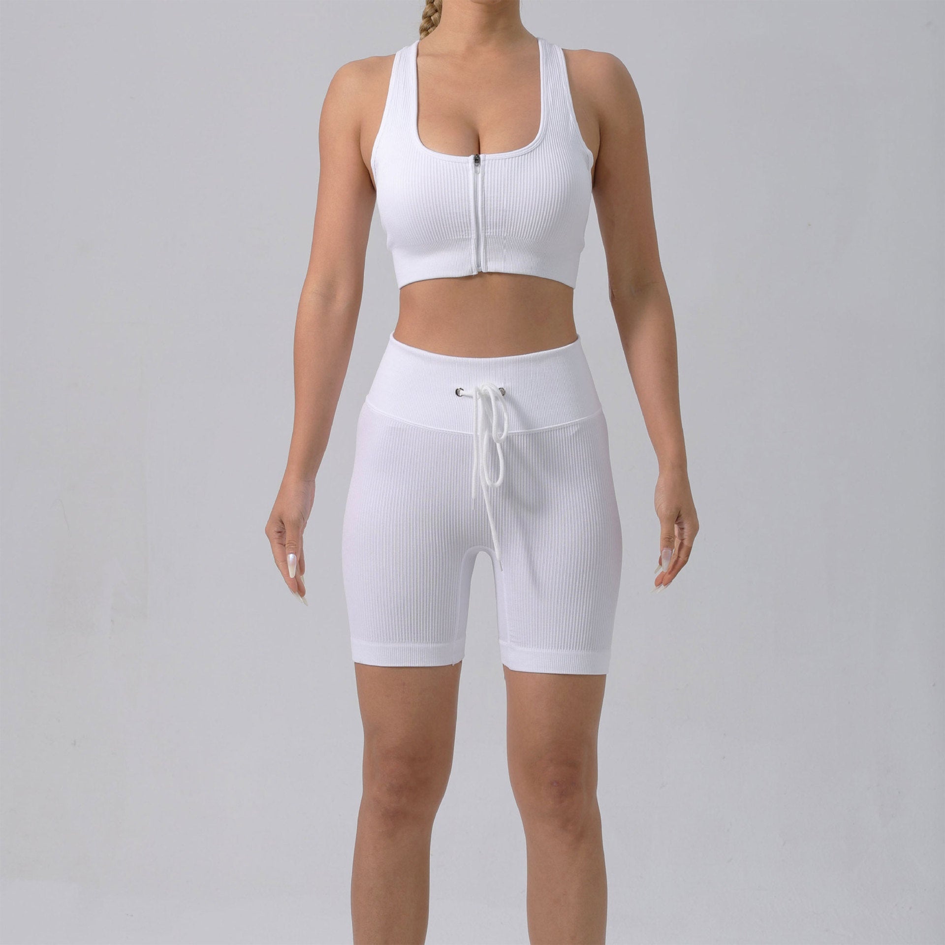 Running Training Padded Bra Quick-Drying Ribbed Womens Yoga Outfit Set