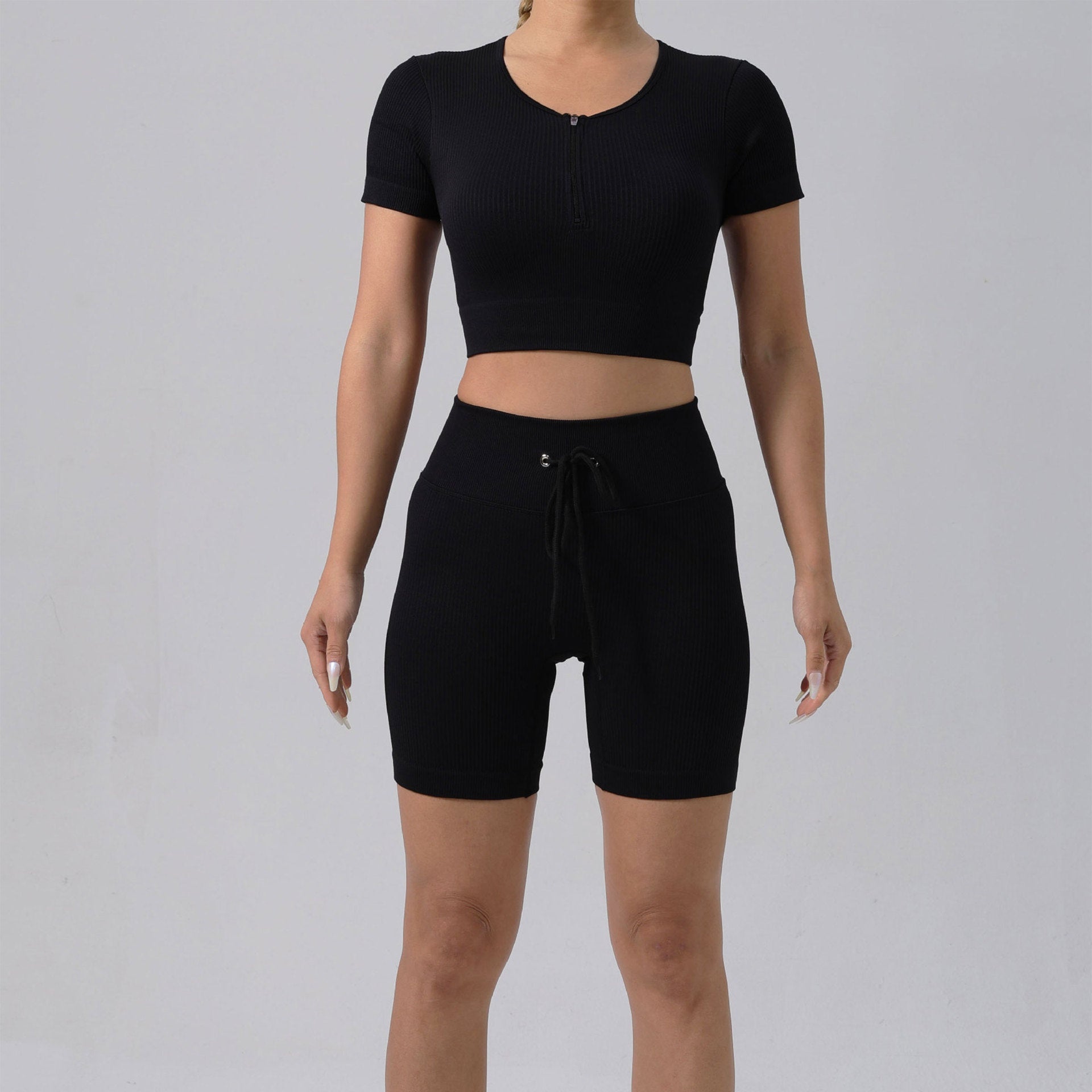 Running Training Padded Bra Quick-Drying Ribbed Womens Yoga Outfit Set