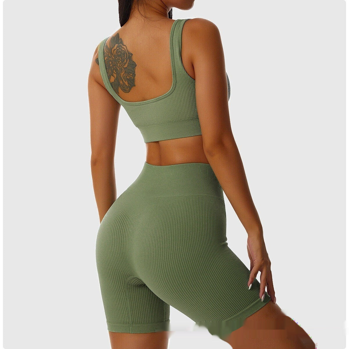 Seamless Knitted Sports Short-Sleeve Shorts Yoga Wear Yoga Set For Women