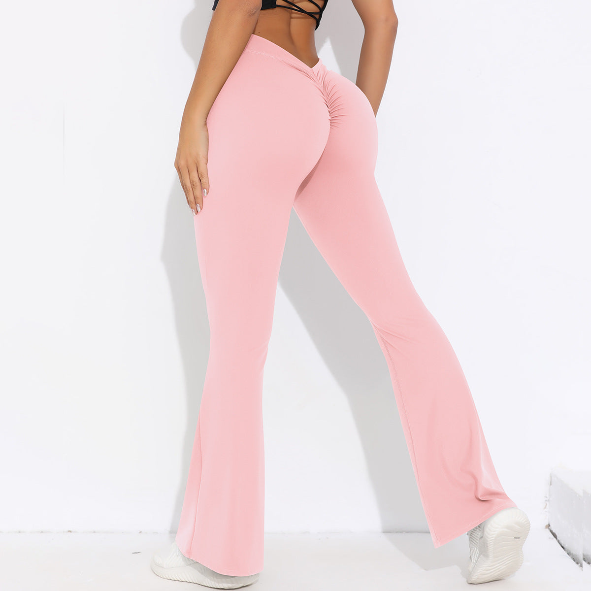 Solid Color Sanding V Waist High Waist Hip Lift Loose Casual Wide-leg Pants