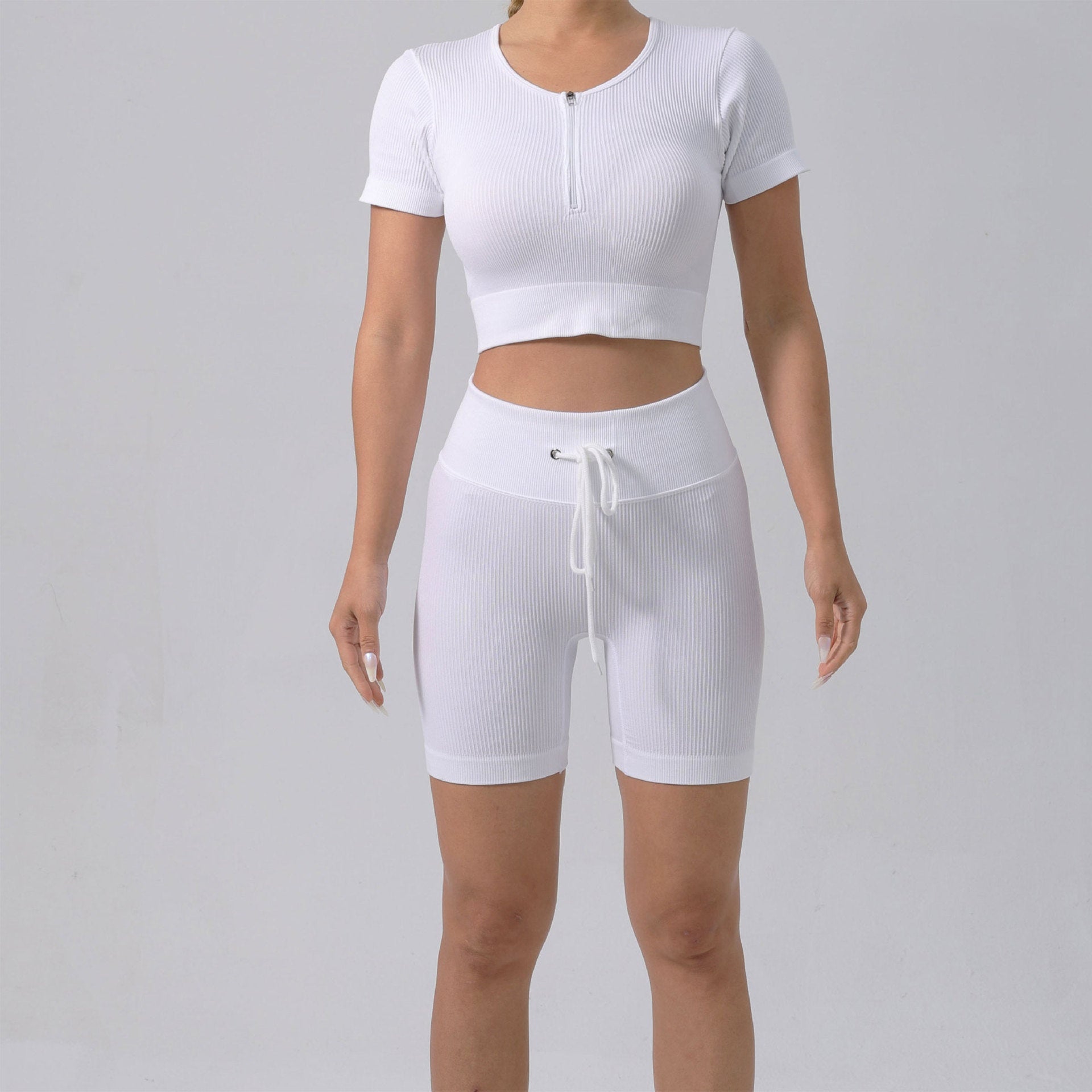 Running Training Padded Bra Quick-Drying Ribbed Womens Yoga Outfit Set